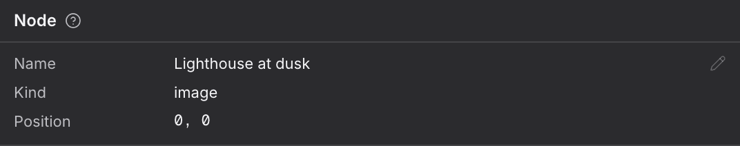 The Node card on a selected card's Details tab